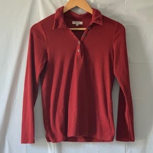 Madewell XS Henley Collard Ribbed Long Sleeve